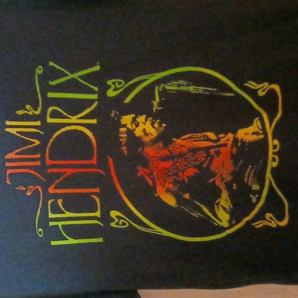 AUTHENTIC JIMI HENDRIX T SHIRT MENS MEDIUM BLACK GREEN ORANGE CONCERT TOUR - Picture 2 of 4